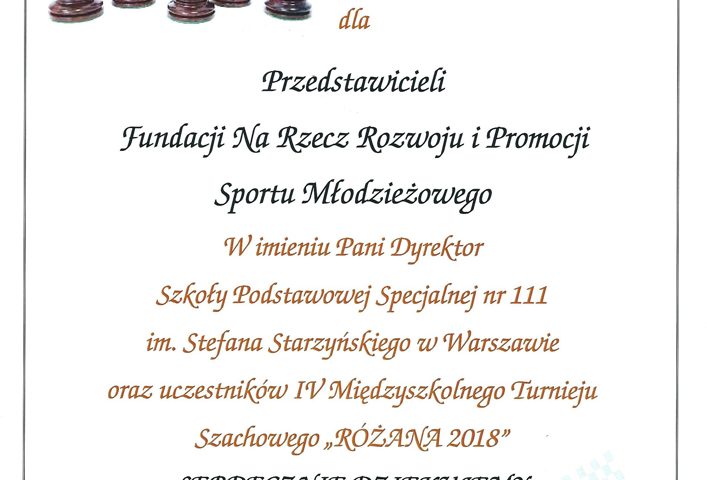 Podziękowanie od SSP 111 – „RÓŻANA 2018” Podziękowanie od SSP 111 – „RÓŻANA 2018”